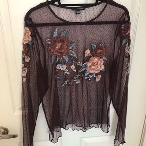 AE sheer long sleeve blouse